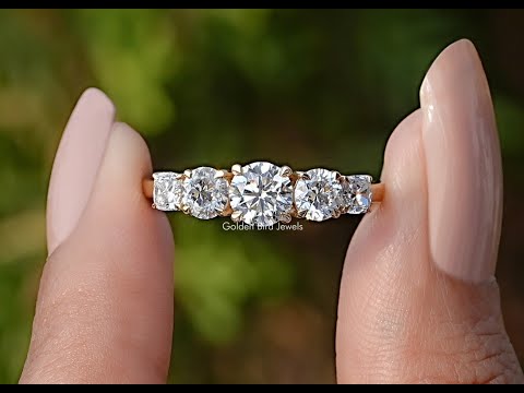 Round Cut Lab Diamond Five Stone Ring