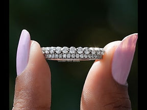 Round Moissanite Two Row Eternity Band