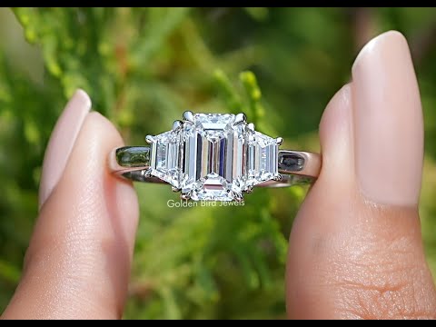 Three Stone Emerald Cut Diamond Ring