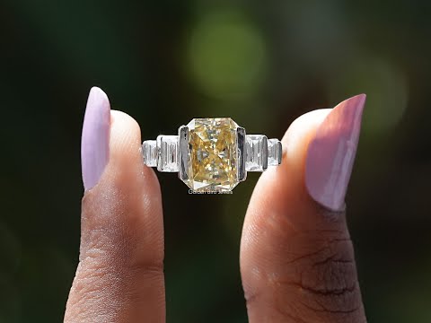 [YouTube Video Of Half Bezel Radiant Cut Moissanite Ring]-[Golden Bird Jewels]