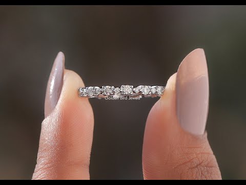 [YouTube Video Of Round Cut Moissanite Eternity Wedding Band]-[Golden Bird Jewels]