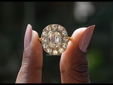 [YouTube Video Of Elongated Old Mine Cushion Cut Moissanite Ring]-[Golden Bird Jewels]