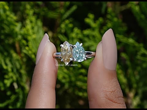 Marquise And Pear Cut Moissanite Toi Et Moi Ring