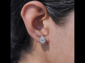 Lab Diamond Pear Cut Halo Earrings