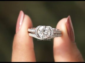 [YouTube Video Of Round Cut Moissanite Bridal Ring Set]-[Golden Bird Jewels]