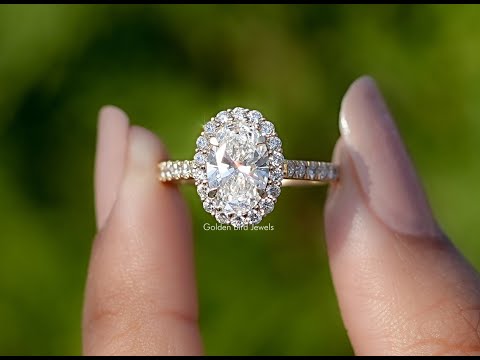 Oval Cut Lab Diamond Halo Engagement Ring