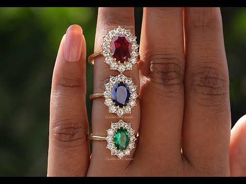 [YouTube Video Of Oval Gemstone Halo Engagement Ring]-[Golden Bird Jewels]