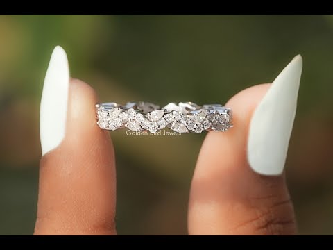 [YouTube Video Of Colorless Round And Pear Cut Moissanite Wedding Band]-[Golden Bird Jewels]