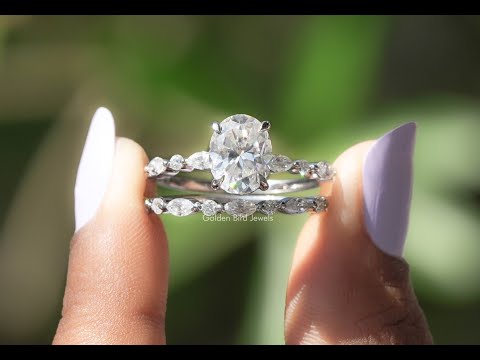 [YouTube Video Of Oval Cut Moissanite Bridal Ring Set]-[Golden Bird Jewels]