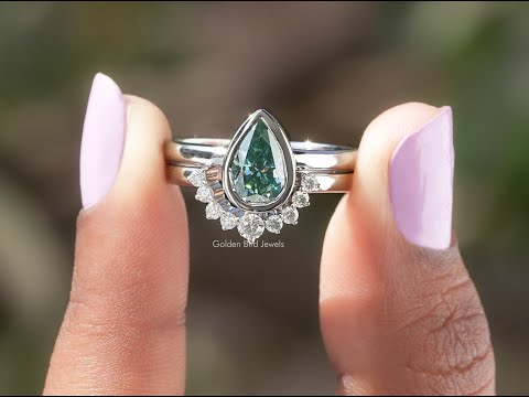 You Tube Video Of Blue Pear Cut Moissanite Bridal Ring 