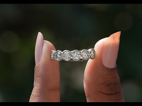 [YouTube Video Of Round Cut Moissanite Bezel Setting Band]-[Golden Bird Jewels]