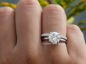 Round Cut Lab Grown Diamond Bridal Ring Set