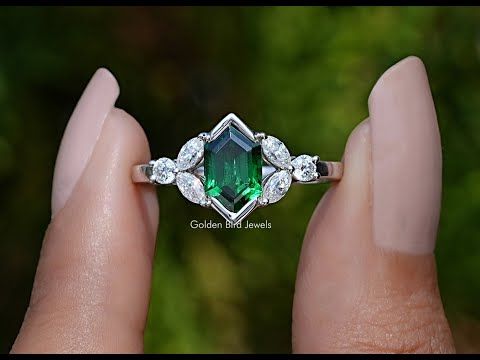 YouTube Video Of Green Hexagon Cut Gemstone Ring