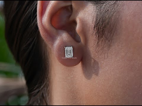 YouTube Video Of Emerald Cut White Gold Stud Earrings