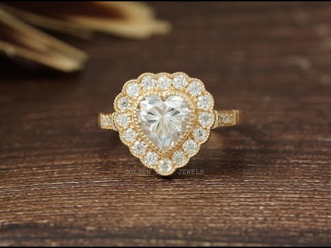 Heart Shaped Lab Diamond Halo Accent Ring