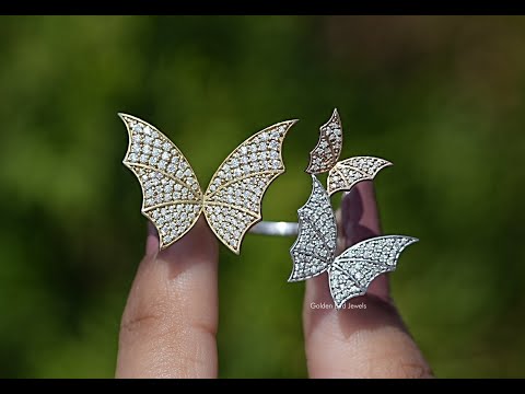 Round Cut Butterfly Moissanite Cocktail Ring