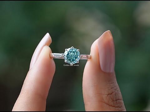 [YouTube Video Of Cyan Blue Portuguese Cut Moissanite Ring]-[Golden Bird Jewels]