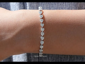 [YouTube Video Of Colorless Heart Shaped Moissanite Tennis Bracelet]-[Golden Bird Jewels]