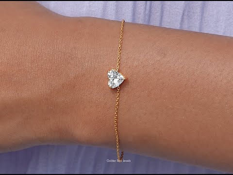 [YouTube Video Of Heart Shaped Diamond Solitaire Bracelet]-[Golden Bird Jewels]