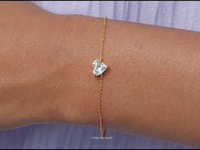 Heart Shaped Diamond Solitaire Chain Bracelet