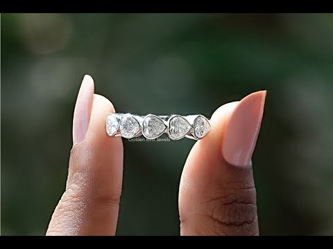 [YouTube Video Of Heart Shaped Five Stone Moissanite Wedding Band]-[Golden Bird Jewels]