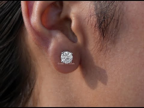 [YouTube Video Of Round Cut Diamond Solitaire Stud Earrings]-[Golden Bird Jewels]