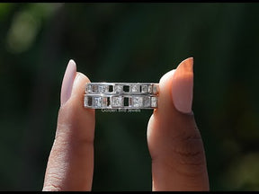 [YouTube Video Of Colorless Princess Cut Full Eternity Wedding Band]-[Golden Bird Jewels]