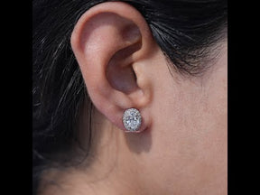 Oval Cut Brilliant Lab Diamond Halo Stud Earrings