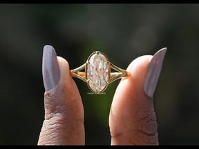 [YouTube Video Of Old Mine Moval Cut Moissanite Solitaire Ringg]-[Golden Bird Jewels]