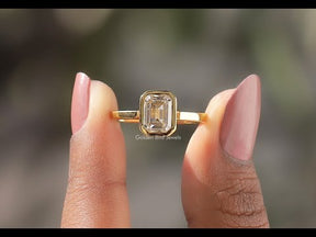 [YouTube Video Of Emerald Cut Moissanite Ring]-[Golden Bird Jewels]