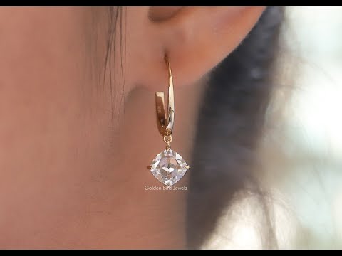 OMC Cushion Moissanite Solitaire Drop Earrings