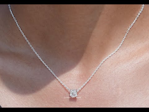 [YouTube Video Of Asscher Cut Lab Grown Pendant]-[Golden Bird Jewels]