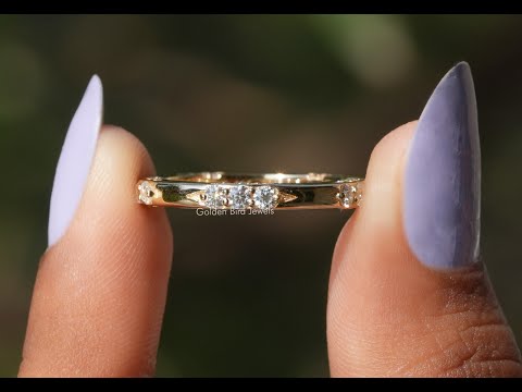 [YouTube Video Of Moissanite Round Cut Lacie Wedding Band]-[Golden Bird Jewels]