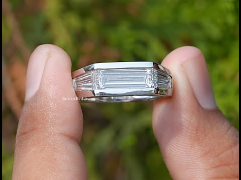 Baguette Cut Lab Grown Diamond Men's Ring