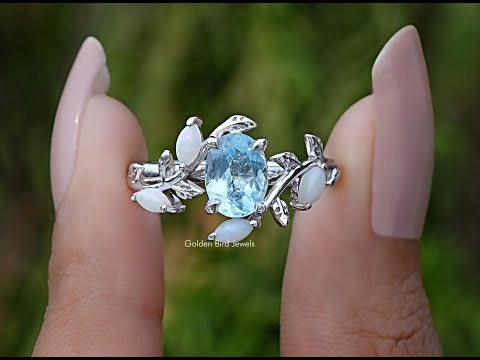 YouTube Video Of Oval Cut Gemstone Leaf Style Accent Ring