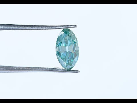 [YouTube Video Of Cyan Blue Moval Cut Loose Moissanite]-[Golden Bird Jewels]