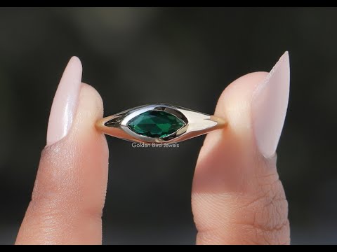 [YouTube Video Of Green Marquise Cut Solitaire Ring]-[Golden Bird Jewels]