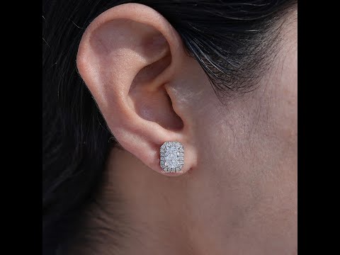 Radiant Cut Lab Diamond Halo Stud Earrings