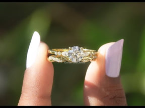 [YouTube Video Of Round Cut Moissanite Accent Stone Bridal Ring Set]-[Golden Bird Jewels]