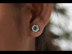 [YouTube Video Of Hexagon Cut Moissanite Stud Earrings]-[Golden Bird Jewels]