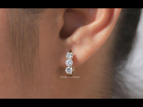 Round Cut Moissanite Small Huggies Hoop Earrings