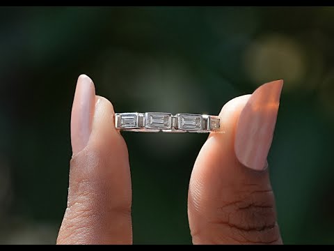 [YouTube Video Of Baguette Cut Moissanite Eternity Wedding Band]-[Golden Bird Jewels]