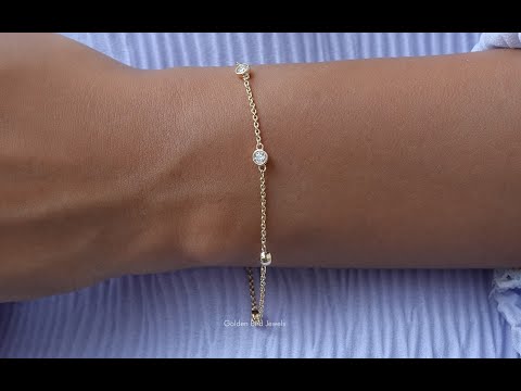 [YouTube Video Of Colorless Round Cut Moissanite Chain Bracelet]-[Golden Bird Jewels]