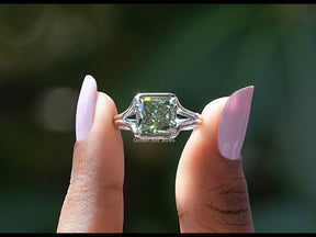 [YouTue Video Of Crushed Ice Radiant Cut Moissanite Ring]-[Golden Bird Jewels]