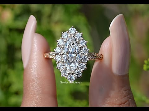 YouTube Video Of Marquise Cut Lab Diamond Halo Engagement Ring