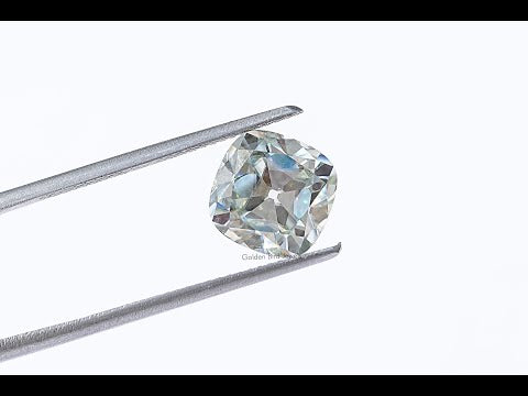 [YouTube Video Of Light Blue Old Mine Cushion Cut Loose Moissanite]-[Golden Bird Jewels]