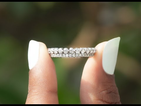 [YouTube Video Of Round Cut Two Row Moissanite Eternity Band]-[Golden Bird Jewels]