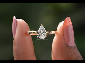 [YouTube Video Of Pear Shaped Lab Diamond Solitaire Ring]-[Golden Bird Jewels]