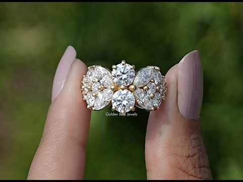 Marquise And Round Cut Moissanite Vintage Ring