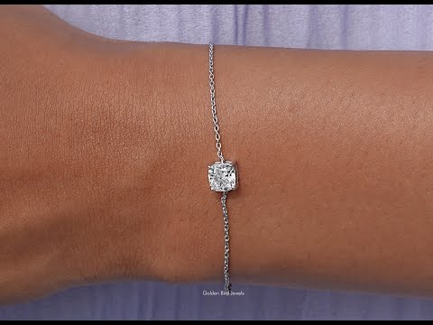 Solitaire Lab Diamond Cushion Cut Chain Bracelet